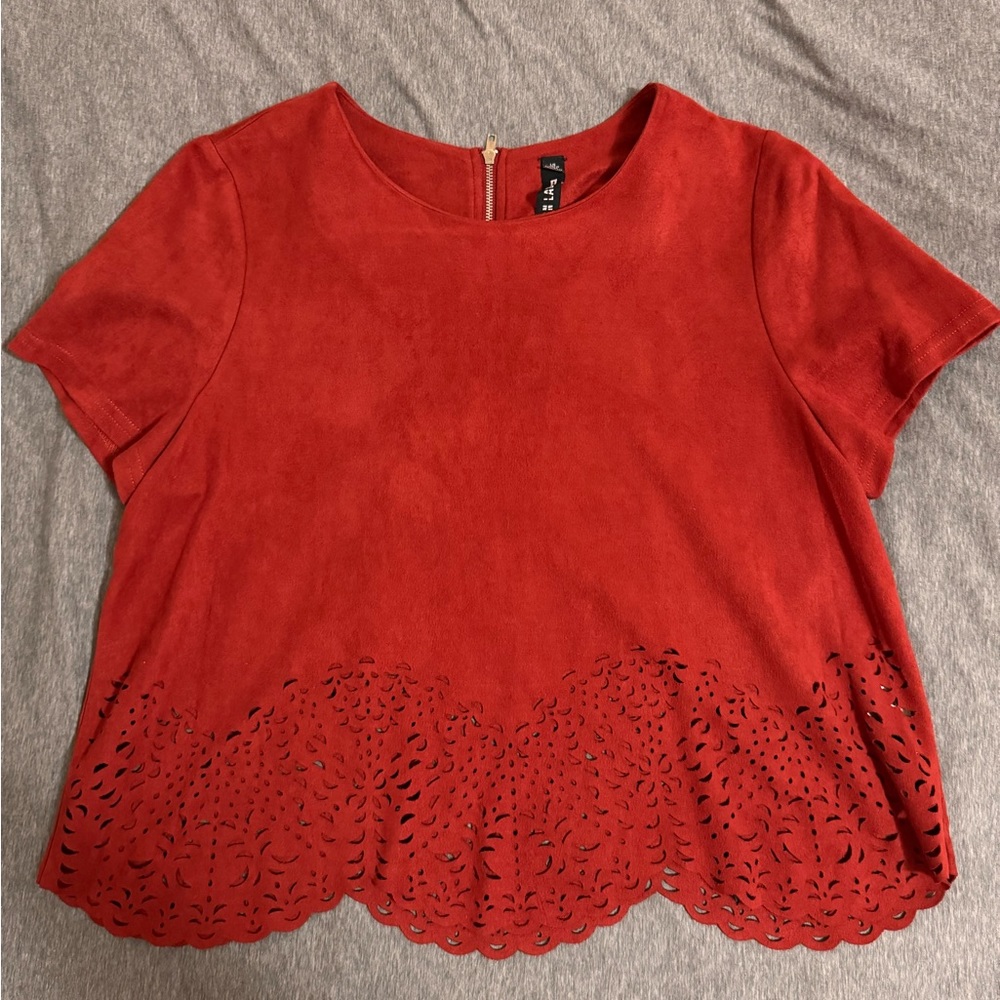 Red/ orange shirt velvet